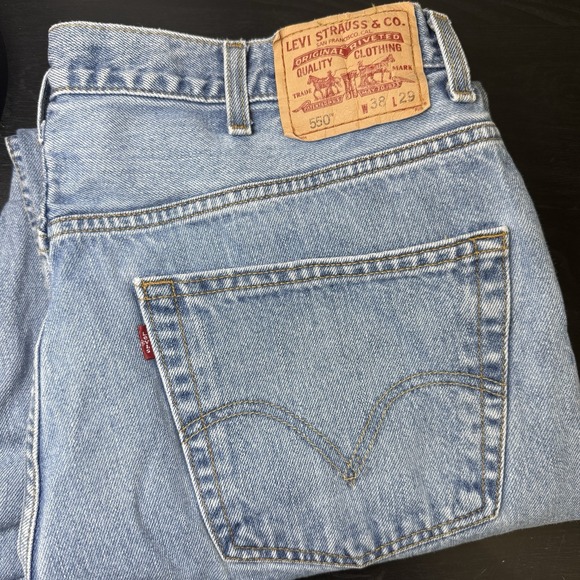 Levis Mens 550 38x29 Blue Jeans Denim Relaxed Fit Straight Red Tab 100% Cotton - Picture 1 of 8